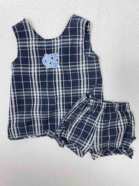 Sara Lynn Togs UNC Chapel Hill Matching Plaid Set Infant Girls Size 6-9 Months